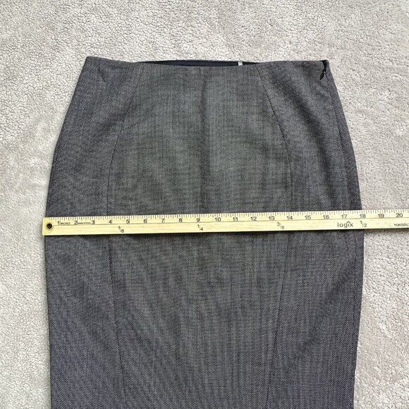 Elie Tahari Women's Career Pencil Skirt Lined Side Zip Pleat Hem Size 4 Grey - Picture 6 of 11